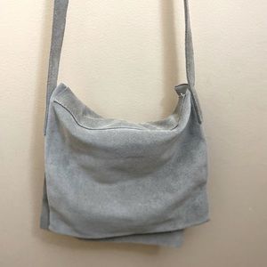 Pulicati Gray Suede Crossbody Bag